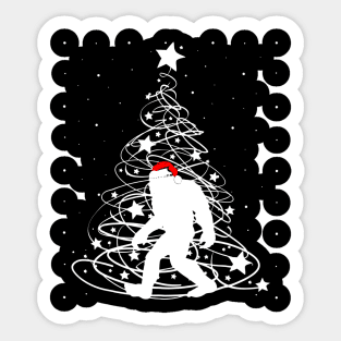 Bigfoot Santa Christmas Tree Shirt Sticker